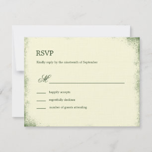 Tarjeta RSVP Rústica de Boda de Viñedo - Verde
