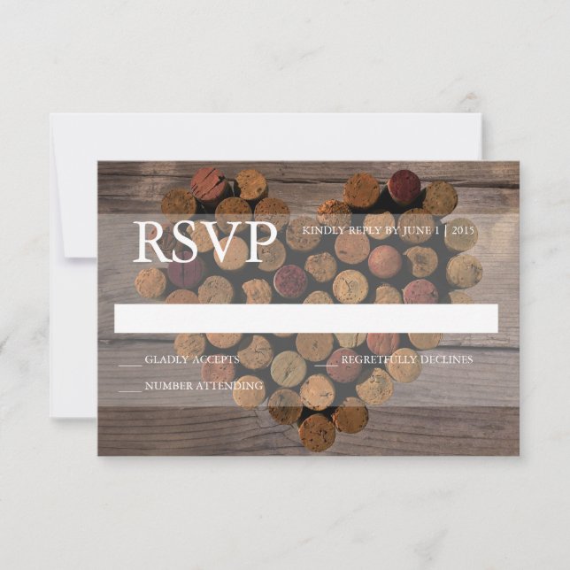 Tarjeta RSVP rústica de corcho de vino (Anverso)