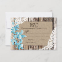 Tarjeta RSVP Rustica de Flores de Orquídea Azul
