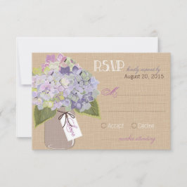 Tarjeta RSVP Rustica de Hydrangea Jar Burlap