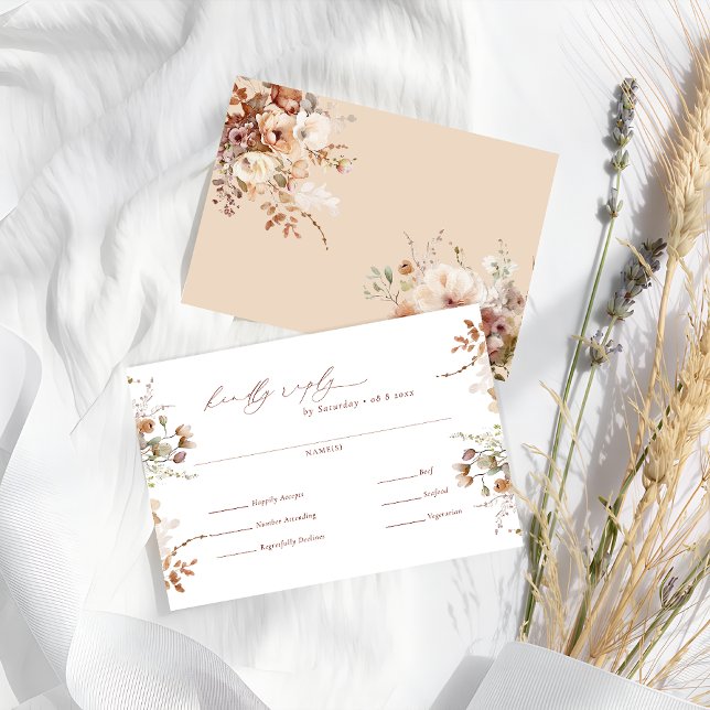 Tarjeta RSVP Rústica de la Comida Boho Garden (Subido por el creador)