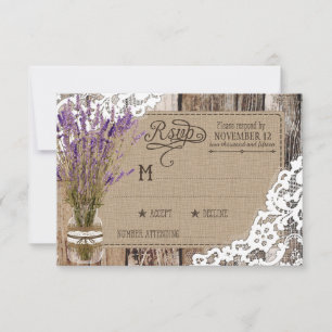 Tarjeta RSVP Rústica de Lavender Wood Lace