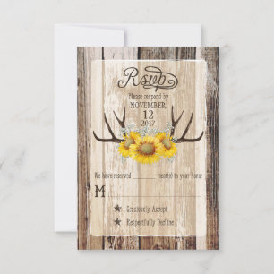 Tarjeta RSVP Rústica de los Antlers De Girasol De