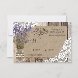 Tarjeta RSVP Rústica de madera de lavanda