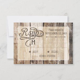 Tarjeta RSVP Rústica de Madera y Corazón