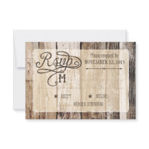 Tarjeta RSVP Rústica de Madera y Corazón