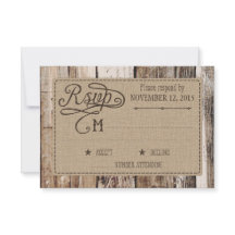 Tarjeta RSVP Rústica de Madera y Corazón