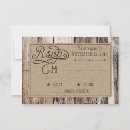 Tarjeta RSVP Rústica de Madera y Corazón