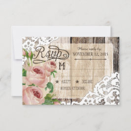 Tarjeta RSVP Rústica de Madera y Lace para rosas