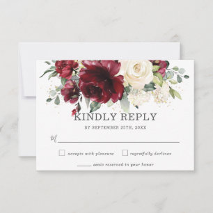 Tarjeta RSVP Rústica de matrimonio floral de marfi