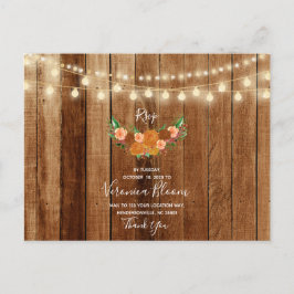 Tarjeta RSVP Rústica de postales de madera de Moda