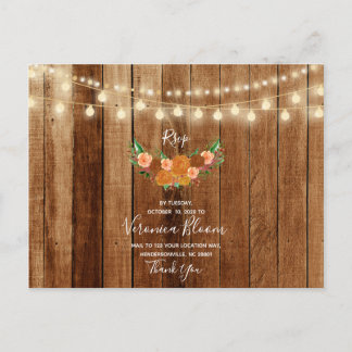 Tarjeta RSVP Rústica de postales de madera de Moda