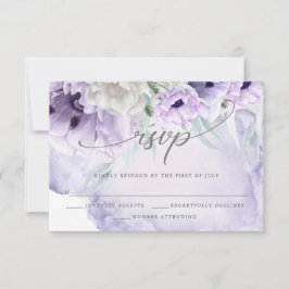 Tarjeta RSVP Rústica Elegante de Acuarela Lilac Po