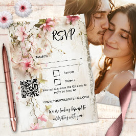 Tarjeta RSVP Rústica Floral Rosa Boho Moda