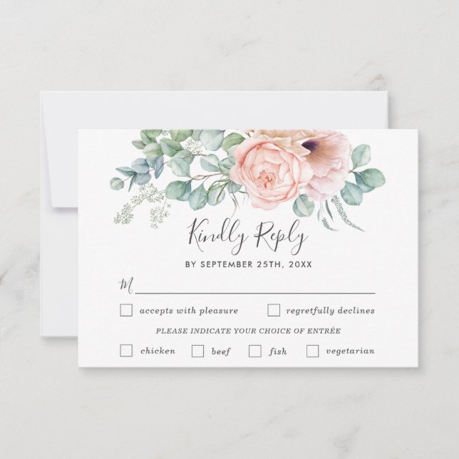 Tarjeta RSVP Rústica para Bodas florales de Rubor (Anverso)