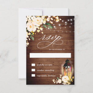 Tarjeta RSVP Rústica para Rosas de madera y Rubor