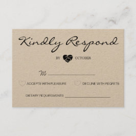 Tarjeta RSVP Rústica Romántica Suite Wedding