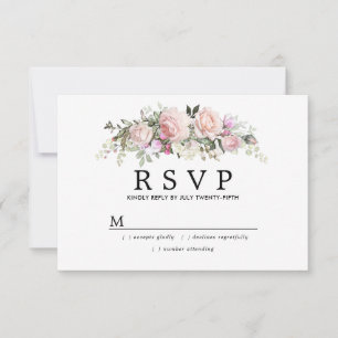 Tarjeta RSVP Rústica Rubor Floral Rosa Quinceanera