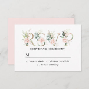 Tarjeta RSVP Rústica Rubor Floral Rosa Quinceanera