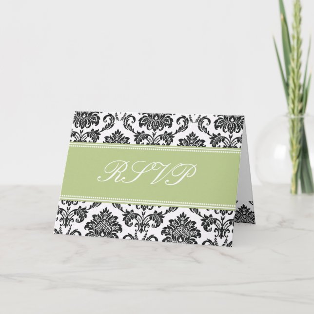 Tarjeta RSVP Sage Damask (Anverso)