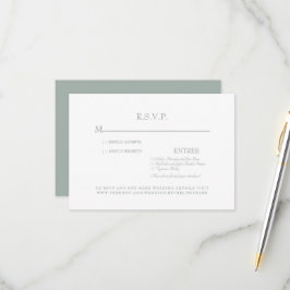 Tarjeta RSVP Sage & White Wedding simple