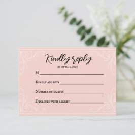 Tarjeta RSVP Satin Rubor Wedding