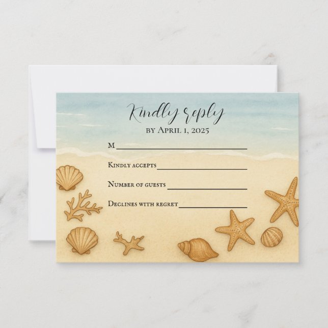 Tarjeta RSVP Seashell Serenade (Anverso)