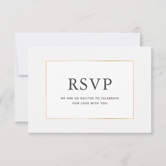 Tarjeta RSVP Sencilla Elegante de Boda de Oro (Anverso)