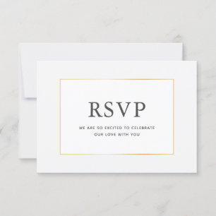 Tarjeta RSVP Sencilla Elegante de Boda de Oro