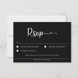 Tarjeta RSVP Sencilla En Negro Con Elección De Com