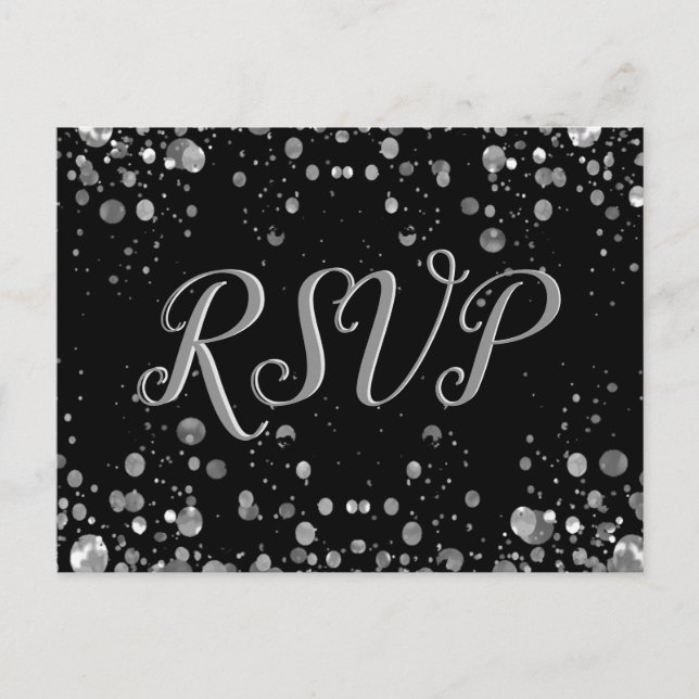Tarjeta RSVP Silver Confetti (Anverso)