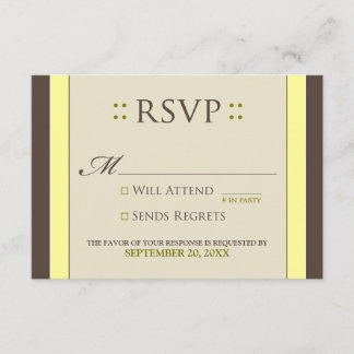 Tarjeta RSVP simple (amarillo/chocolate)
