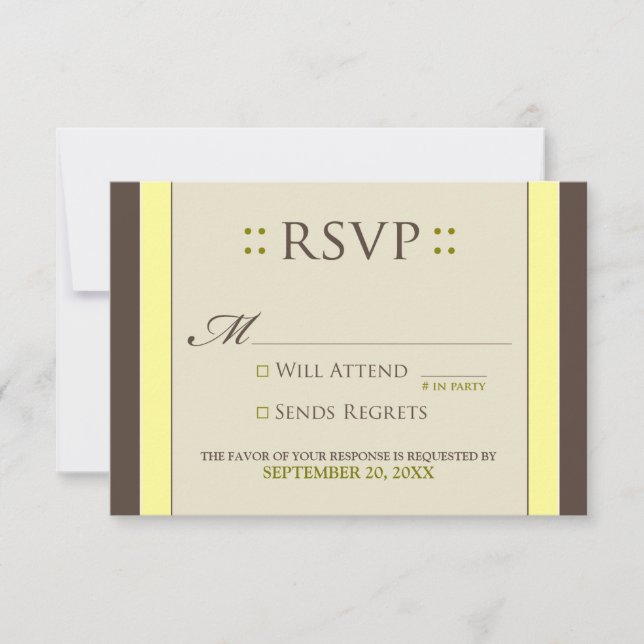 Tarjeta RSVP simple (amarillo/chocolate) (Anverso)