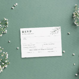 Tarjeta RSVP simple Botánica Dark Green Meal Choic