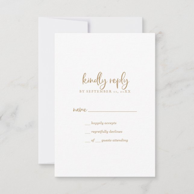 Tarjeta RSVP simple con guión de oro ruso (Anverso)