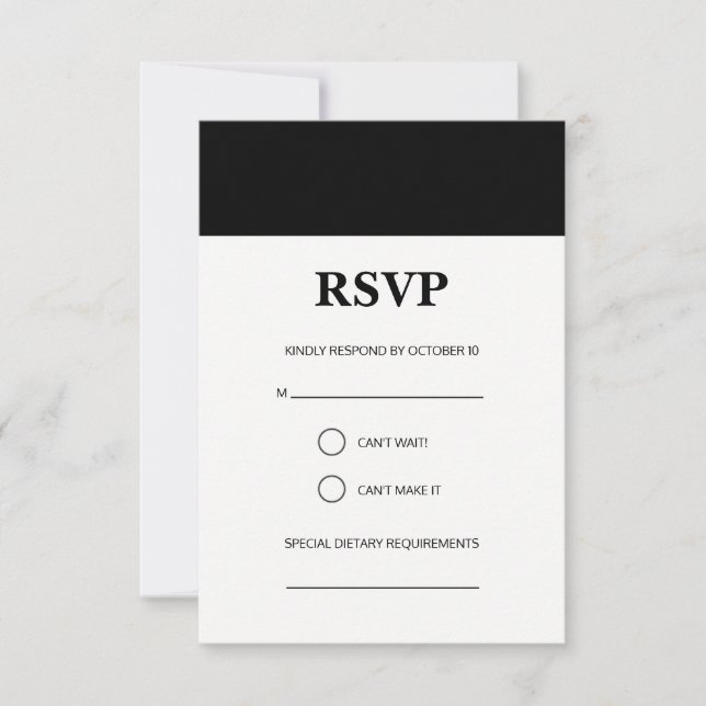 Tarjeta RSVP simple de banda negra (Anverso)