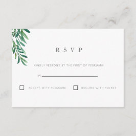 Tarjeta RSVP simple de boda de verde