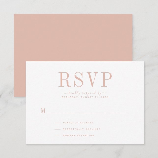 Tarjeta RSVP simple de boda Rubor (Anverso / Reverso)