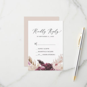 Tarjeta RSVP simple de Boho Pampas Grass
