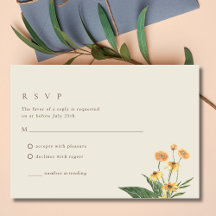 Tarjeta RSVP simple de Boho Wedding de girasol