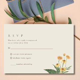 Tarjeta RSVP simple de Boho Wedding de girasol