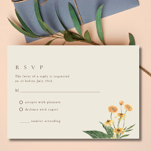 Tarjeta RSVP simple de Boho Wedding de girasol