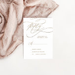 Tarjeta RSVP simple de caligrafía de oro romántica<br><div class="desc">Esta romántica tarjeta RSVP de caligrafía dorada es perfecta para un simple boda. El moderno diseño clásico presenta vistosos remolinos y floridas floridas, con una preciosa y elegante tipografía de imitación de oro con champán a mano con letras falsas. Nota: Este diseño no tiene Relieve metalizado oro real. Es un...</div>