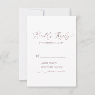 Tarjeta RSVP simple de caligrafía de oro Rosa Deli