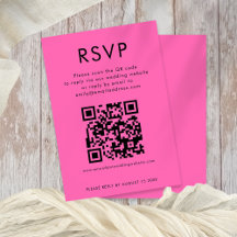 Tarjeta RSVP simple de código QR de boda rosada ca
