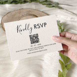 Tarjeta RSVP simple de código QR Minimalista de ca