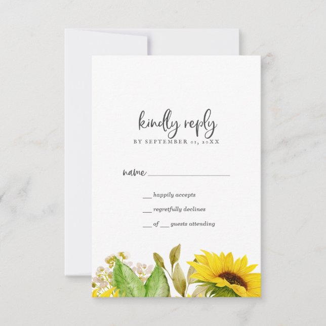 Tarjeta RSVP simple de girasol de país (Anverso)