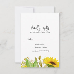 Tarjeta RSVP simple de girasol de país