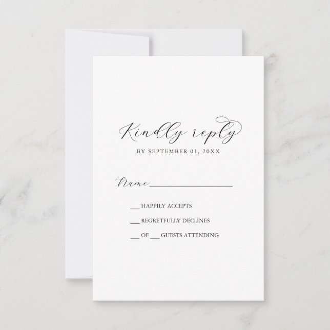 Tarjeta RSVP simple de guión elegante (Anverso)