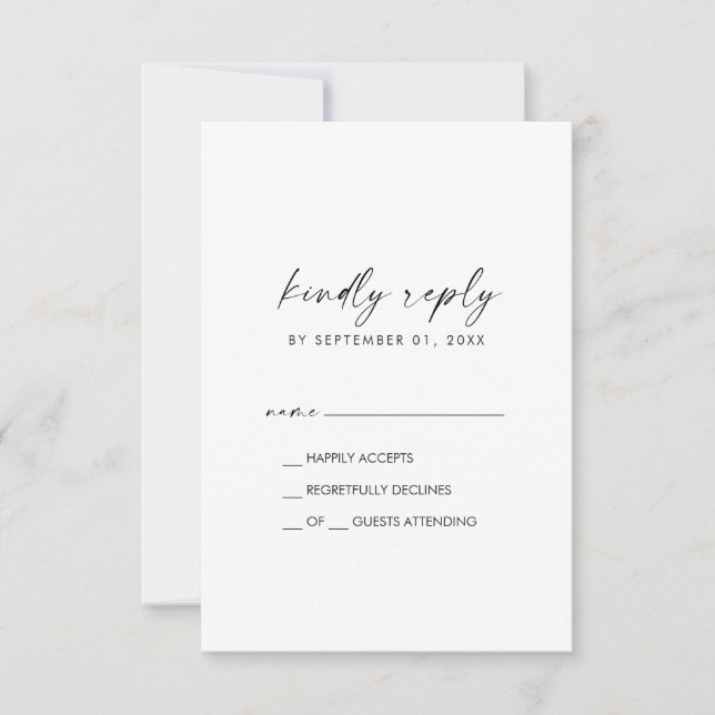 Tarjeta RSVP simple de guión moderno (Anverso)